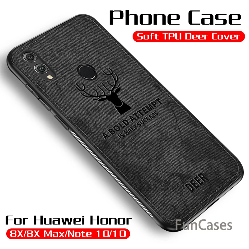Мягкий полиуретановый край холст рельефный Олень чехол для телефона huawei honor 8x Max