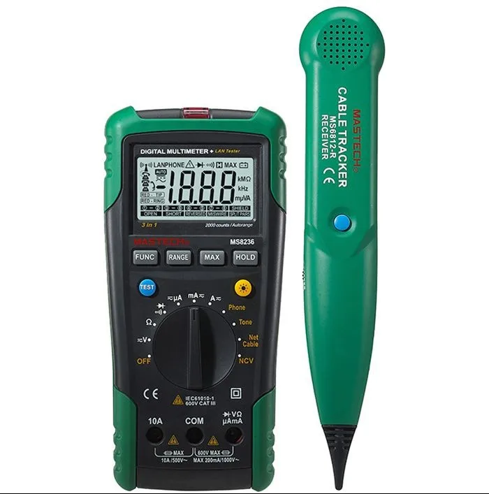 MASTECH MS8236 Многофункциональный цифровой мультиметр, кабельный трекер, Tone телефон сетевой детектор тестер напряжения