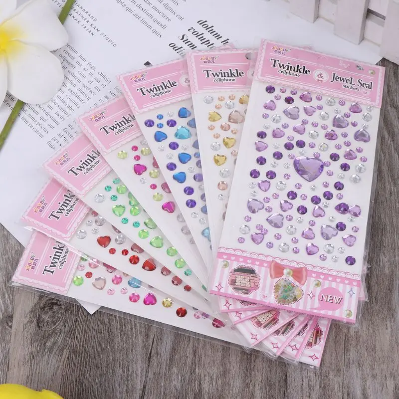 Сердце Форма стикер в виде бриллианта кристалла DIY Наклейка Мобильный Art