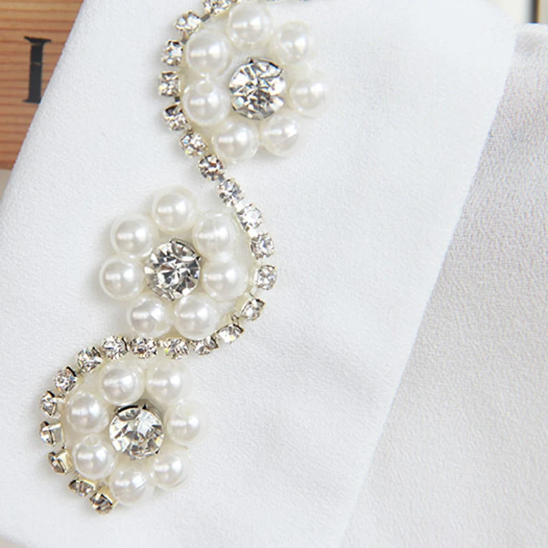 Женский горный хрусталь украшения бисер сплошной цвет отворот Блузка шифон