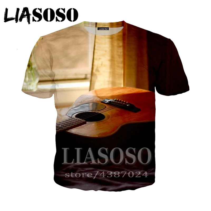 LIASOSO, аниме, 3d принт, футболка для мужчин и женщин, модная гитара Харадзюку, футболка, музыкальная футболка, Забавные футболки, homme, футболка D830