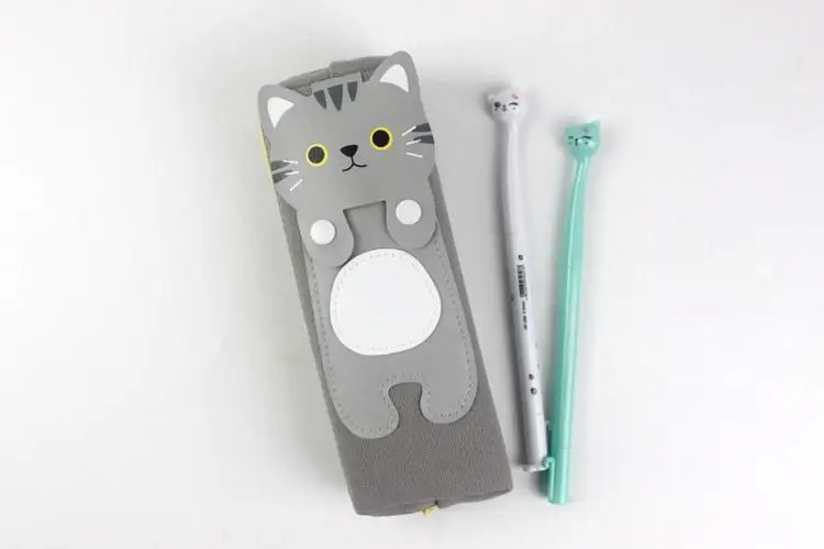 Светло-серый Чехол для карандашей Kawaii Cats, чехол для карандашей, канцелярские принадлежности, поставка карандашей для хранения, чехол для карандашей s, школьные принадлежности - Цвет: Светло-серый
