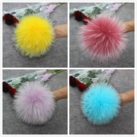 2020 new color diy natural real raccoon fur pompoms fluffy genuine fur pompom for winter women hat beanies knitted cap skullies