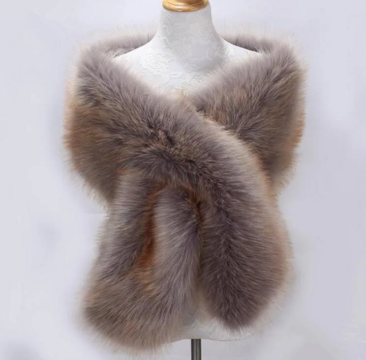 

Autumn and winter women's Ultra long faux fox fur collar muffler scarf raccoon fur cape thicken warm Pashmina