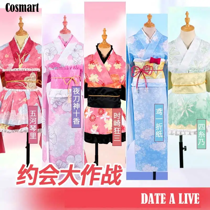 

Anime DATE A LIVE Itsuka Kotori Yoshino Tobiichi Origami Tokisaki Kurumi Yatogami Tohka Cosplay Costume Kimono Dress For Women