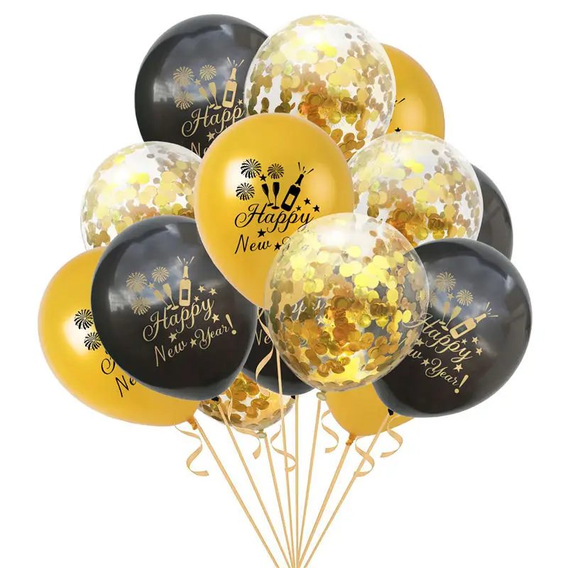 15 PCS 12 inch Latex Balloons Letter Printed with Rose Glitter Shiny Confetti Xmas New Year Party DIY Decorations |