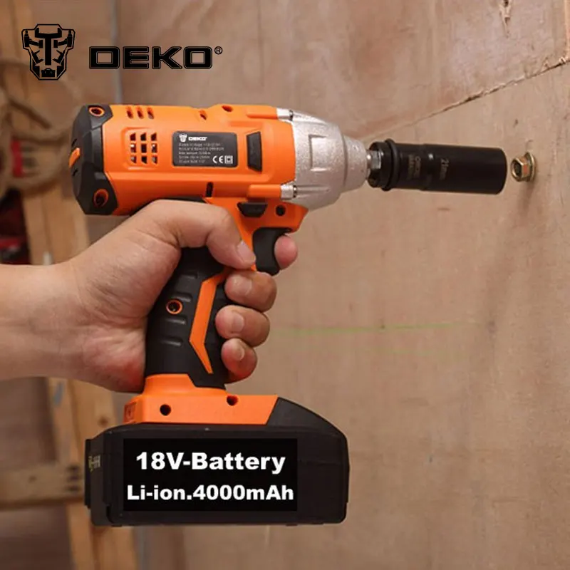 DEKO 1/2'' Li-ion 0-3200Bpm 4.0Ah 250N.m Electric Impact Wrench Car Tyre Wheel Cordless Drill | Инструменты