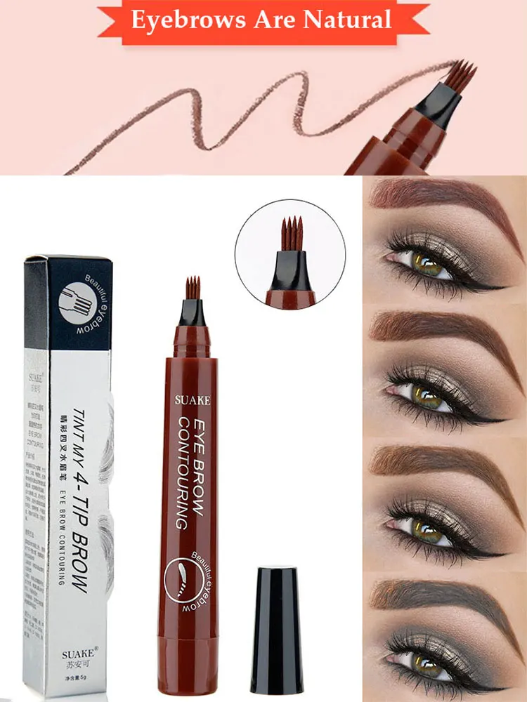 Микроблейдинг тени для бровей 4 кончика жидкая ручка тату 5 цветов макияж краска