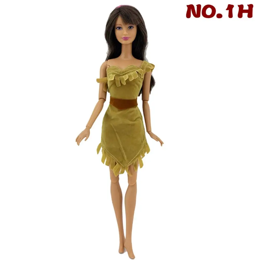 NO.1H Модное Кукольное платье ручной работы, копия Pocahontas Aladdin Jasmine, Сказочный наряд принцессы, топы+ штаны для куклы Барби, аксессуары - Цвет: NO.1H