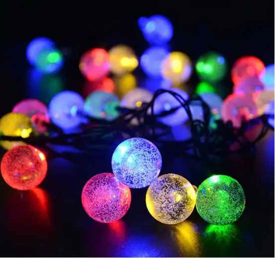 20ft светодиодные полосы 30LED crystall Ball свет Строка солнечной энергии лампы глобус Фея для партии сада и Chirstmas