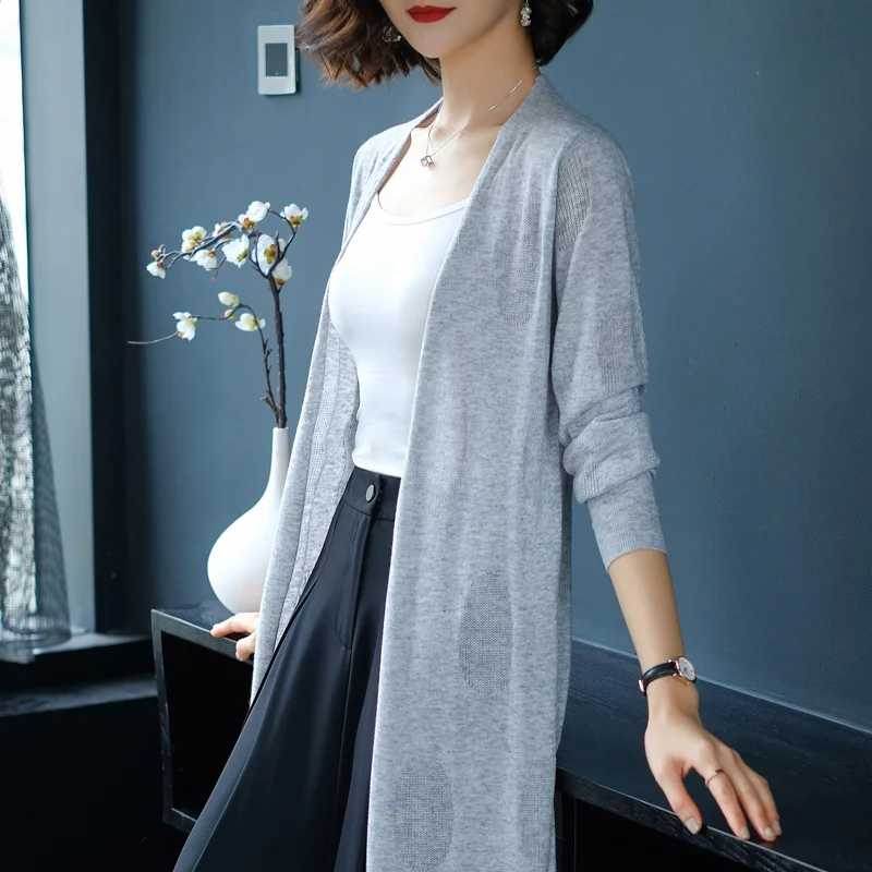 2XL Brand Long Irregular Cardigan 2019 Spring Women OL Commuter Gray Knit New Solid Color Wool-blended Female |