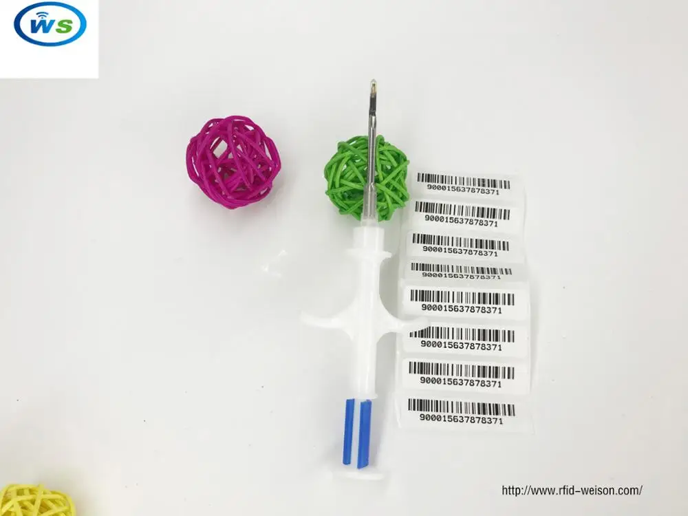 10pcs/lot 1.4*8mm 134.2KHz FDX-B Embedded Pet Microchips with Syringe fors animals pig Cow Cattle Pig Horse Dog Identification |