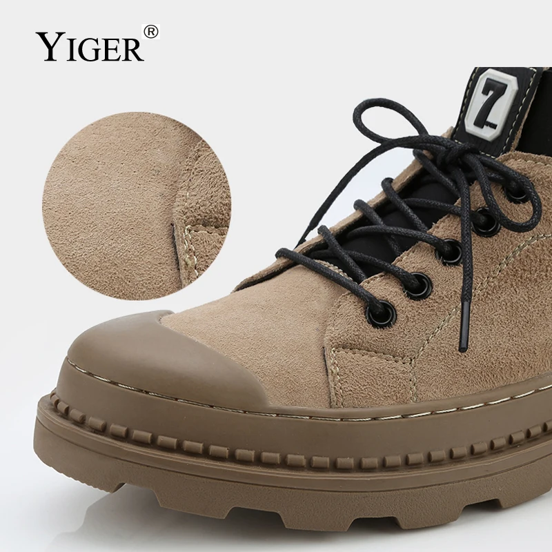 YIGER/Новые мужские ботинки на шнуровке дезерты из свиной замши Ботильоны большого