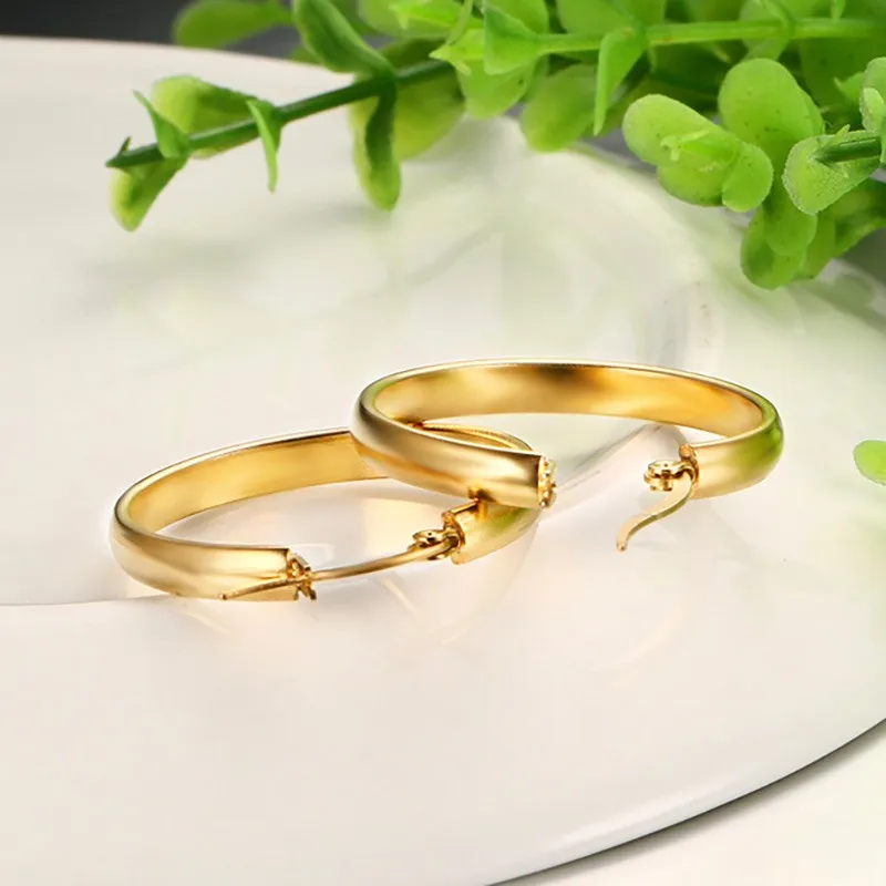 Vnox простой элегантный золото-цвет Серьги-кольца для Для женщин Нержавеющая сталь