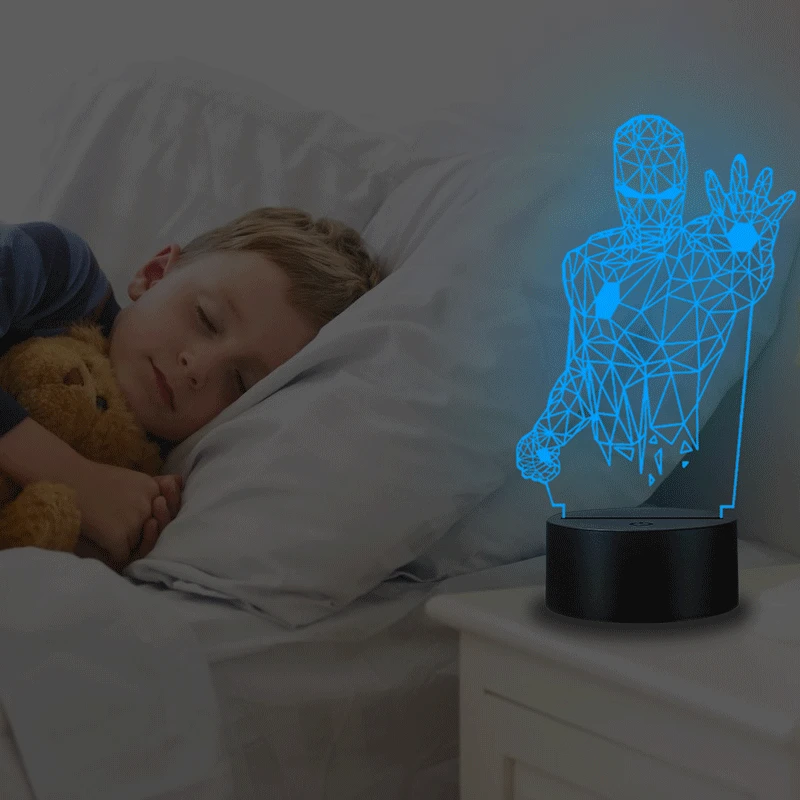 VCity 3D Ночной светильник Led Настольная лампа прикроватный декор железный человек