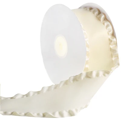 Milk white 3 ярда 5 см широкая двойная гофрированная лента юбка лента для волос аксессуары для волос свадебное украшение Подарочная упаковка DIY Материал лента - Цвет: Milk white