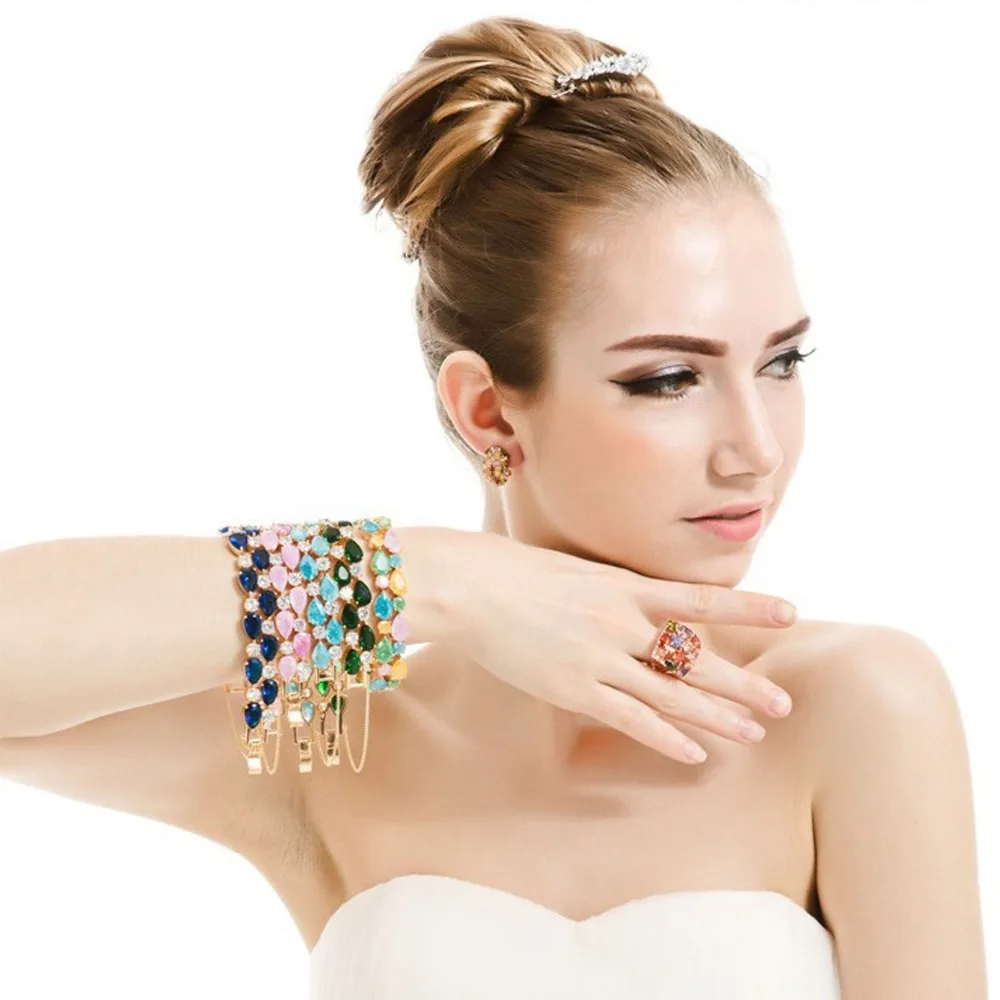 LUOTEEMI Роскошные Мода розовое золото Цвет Фул кубического циркония с креплением