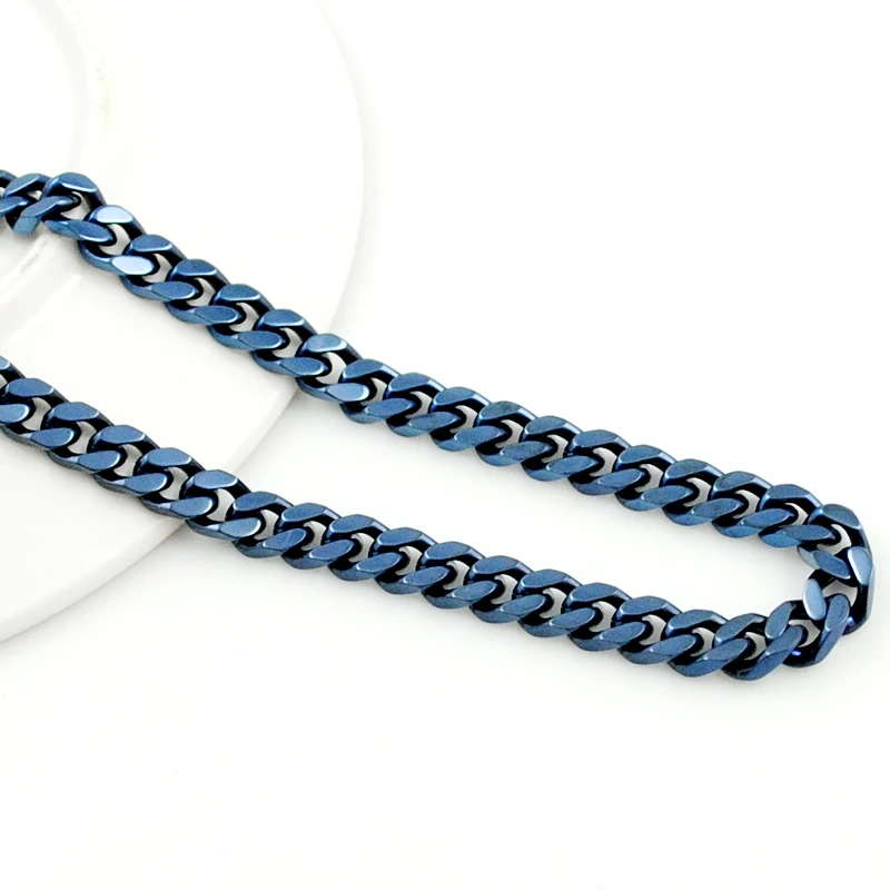Крутая летняя стильная синяя цепочка на шею из нержавеющей стали 316L Для Мужчин