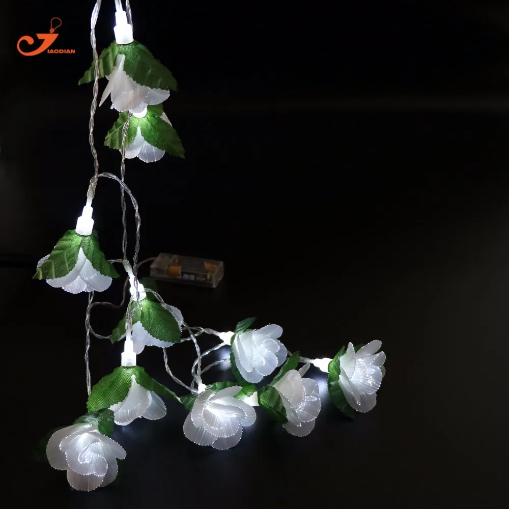 Белая Роза Строка сказочных огней 10 шт. цветок LED освещение праздника украшение