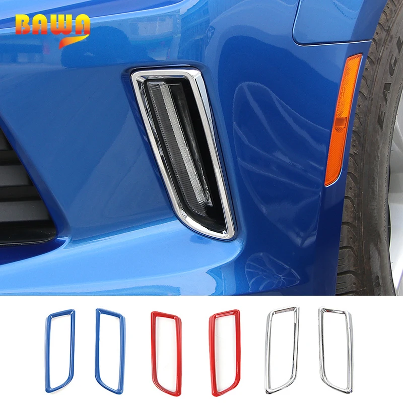 

BAWA ABS Car Exterior Front Daytime Running Light Decoration Cover Ring Stickers For Chevrolet Camaro 2017 Up Car Styling