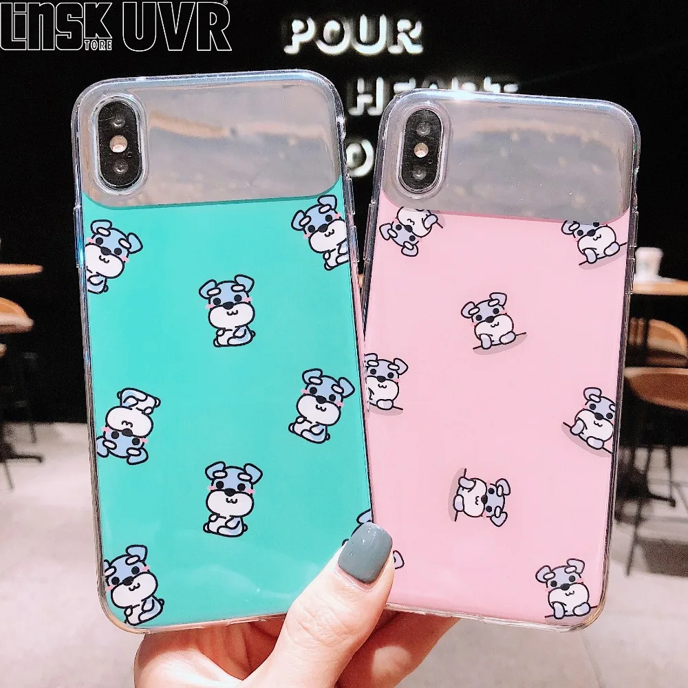 Модный Роскошный милый мультяшный щенок зеркальный стеклянный чехол для