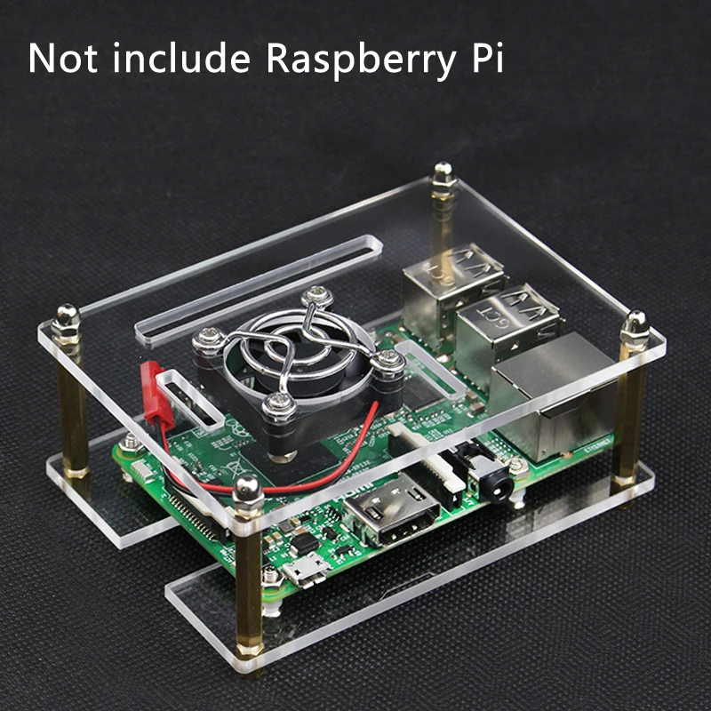 Для Raspberry Pi 4 акриловый корпус Прозрачная коробка с охлаждающим вентилятором