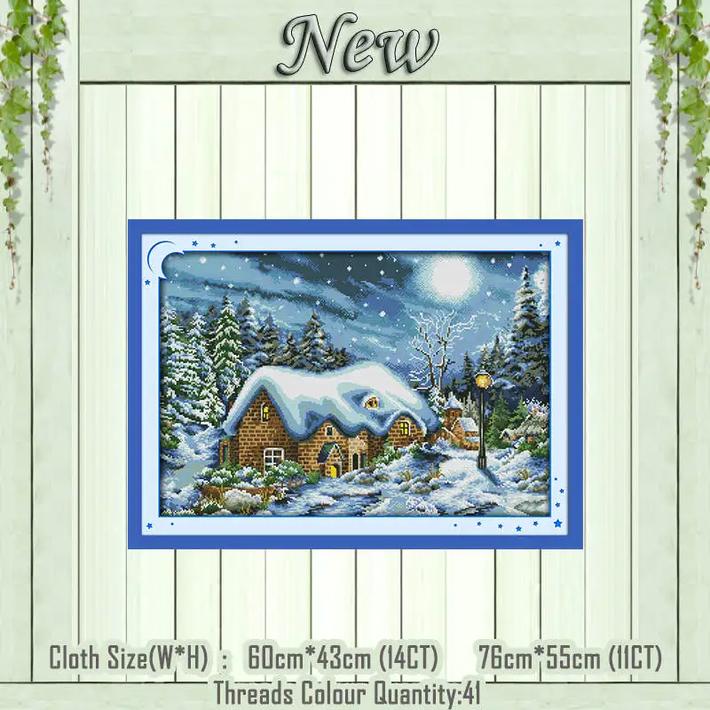 beautiful snow night Lakeside snowhouse сказка зима Счетный напечатан на холсте DMC 11CT 14CT наборы DIY Вышивка крестиком набор для рукоделия - Цвет: beautiful snow night