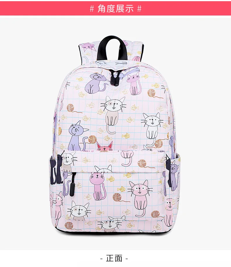 Водонепроницаемые женские маленькие рюкзаки Kawaii Cat Neko Bookbag холщовые школьные сумки для девочек-подростков Милая дорожная сумка для ноутбука Rugzak