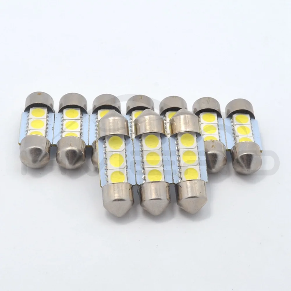 10X белый C5W C10W 5050 SMD 3 светодиодный 36 мм 39 мм 41 мм DC 12 В автоматический светодиодный купольный светильник с фестонами, дверной светильник, лампа для чтения, задний фонарь, резервный светодиодный светильник