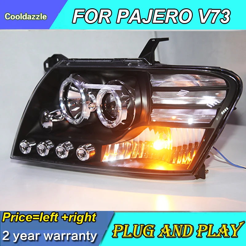Для Mitsubishi Pajero V73 светодиодные фары Ангельские глазки 2000 2001 2002 2003 2004 2005 2006 2007 2008 2009