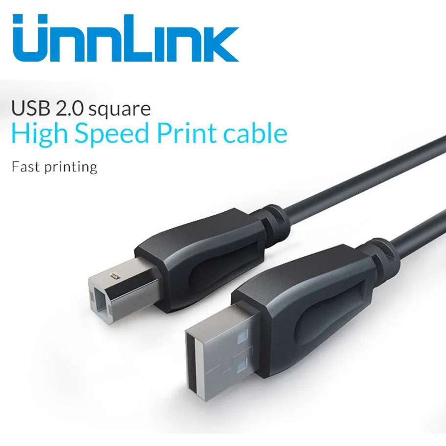 Unnlink USB 2,0 кабель для принтера тип А папа в б папа сканер Синхронизация данных зарядное устройство Шнур позолоченный кабель для принтера hp USB2.0 кабель