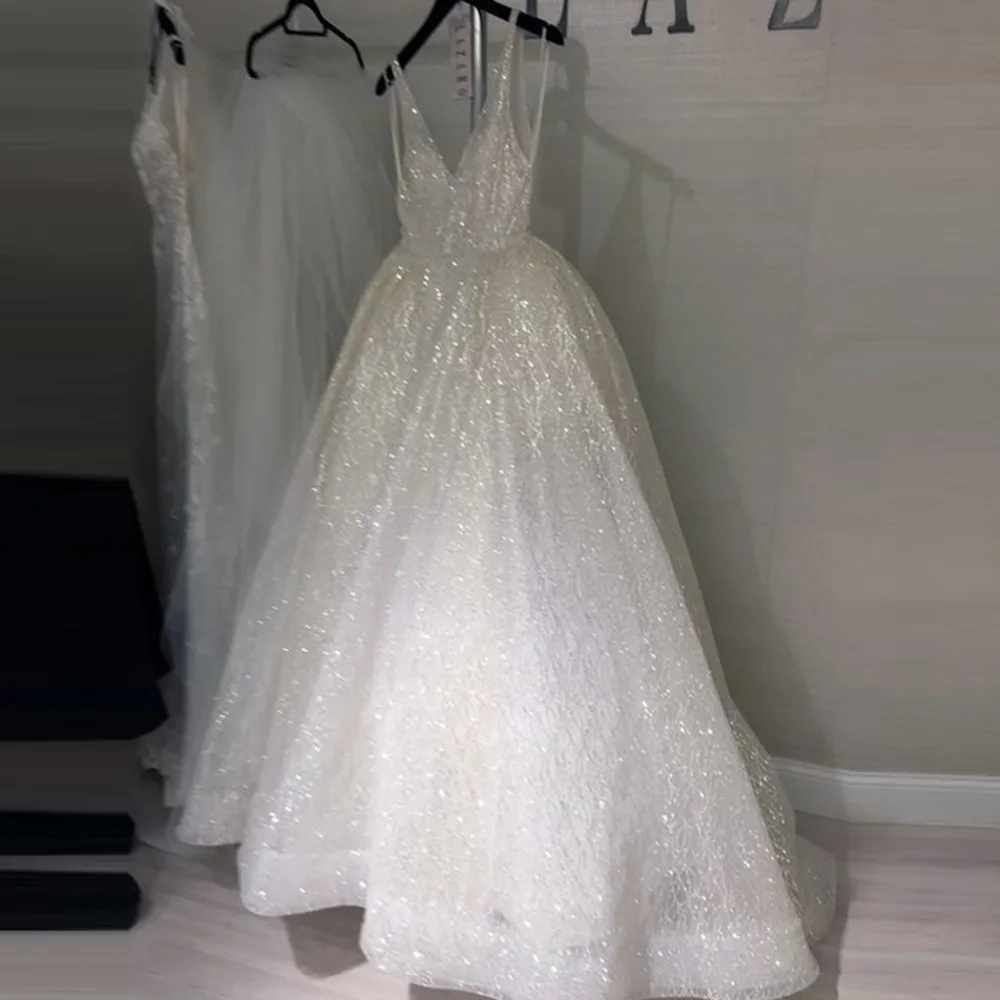 vestido de festa longo Formal Party Gowns for Women Sparkle White Sequins Evening Dresses Deep V-neck Spaghetti Dress | Свадьбы и