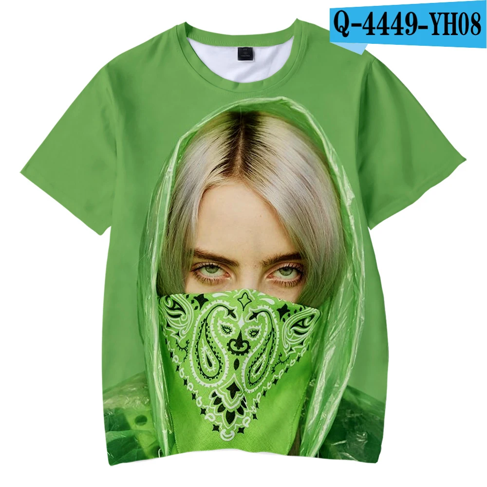 I Billie Eilish/ летняя футболка для мальчиков, Детская футболка с 3d принтом для мальчиков и девочек, детская одежда для 4, 5, 6, 7, 8, 9, 10, 12 лет - Цвет: I