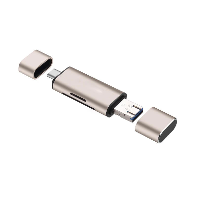 Портативный мини считыватель карт 3 в 1 устройство для чтения памяти USB Type C Micro на 2