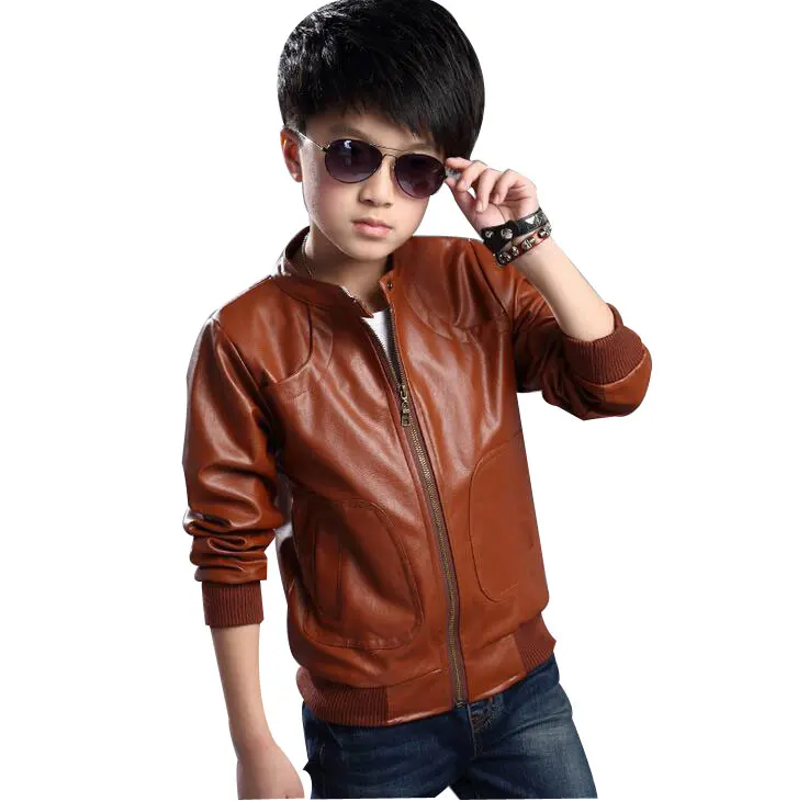 Новый бренд 2016 детская мода куртка из искусственной кожи мотоциклист осень весна