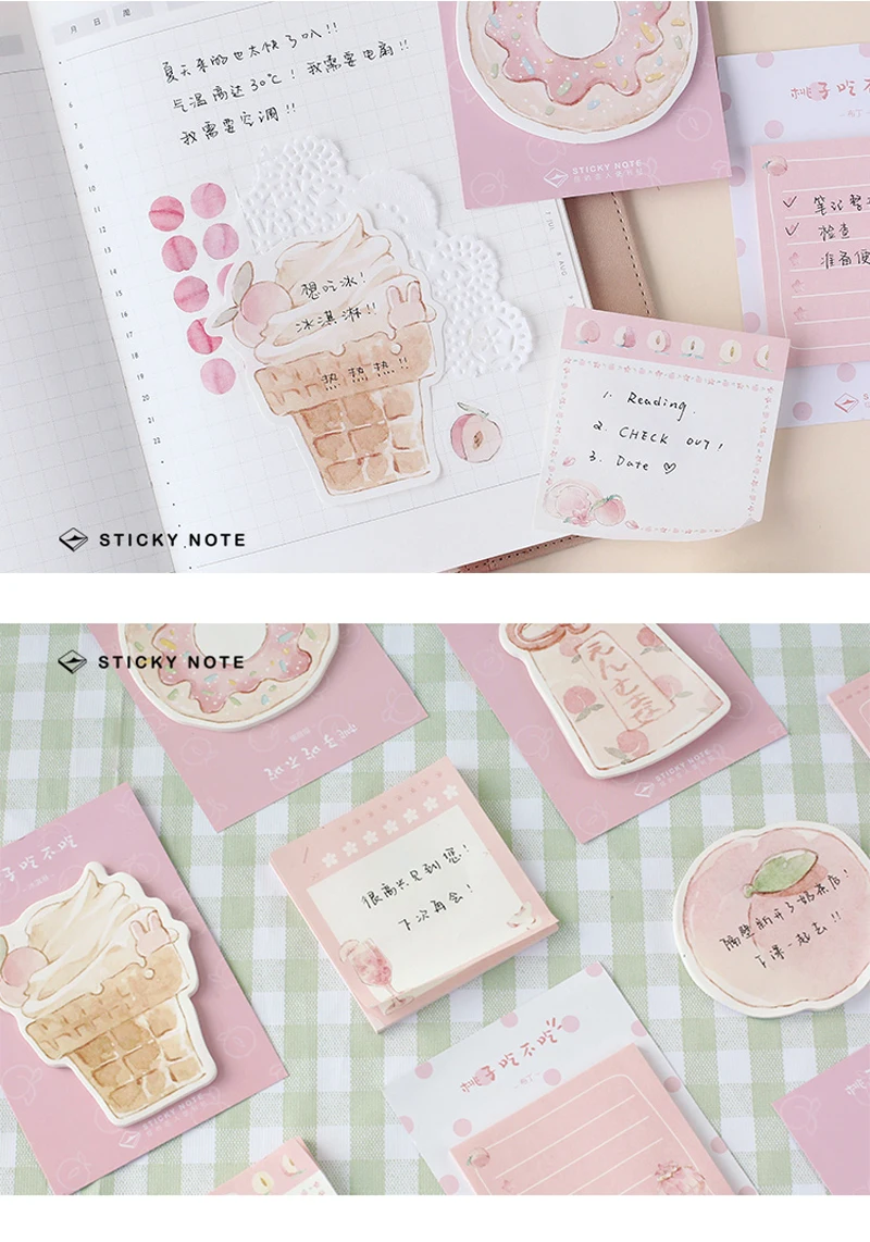 Вкусный пончик еда блокнот планировщик sticky note бумажная наклейка kawaii канцелярские принадлежности pepalaria офисные школьные принадлежности 30 страниц