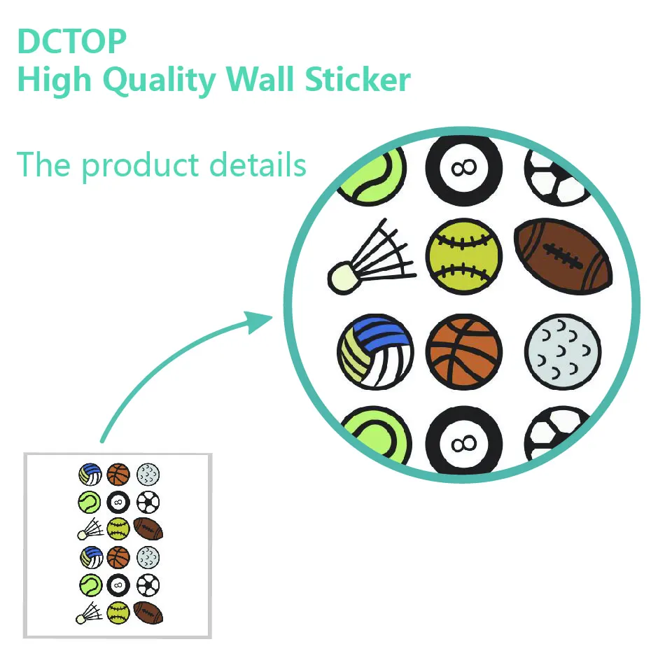 Creative Ball Sport Wall Stickers Cartoon Basketball Football Badminton DIY Vinyls Decals Home Decor for Kids Nursery Room Mural | Дом и сад