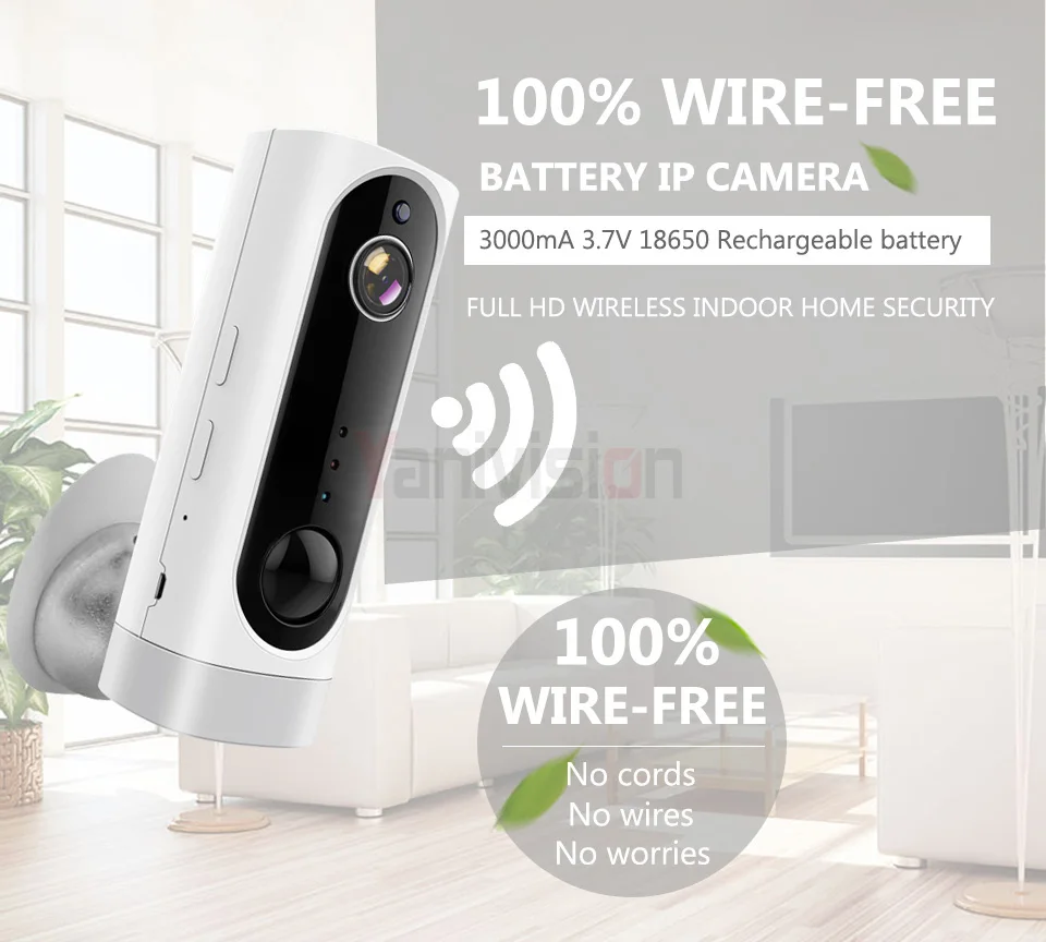 Беспроволочная батарея IP камера 1080 p HD WiFi беспроводная камера видеонаблюдения 2.0MP Домашняя безопасность водонепроницаемый PIR сигнализация аудио низкая мощность