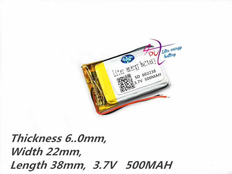 Литий-полимерный аккумулятор 602238 062238 3 7 В 500 мАч MP3 MP4 MP5 GPS DIY динамик millet Bluetooth