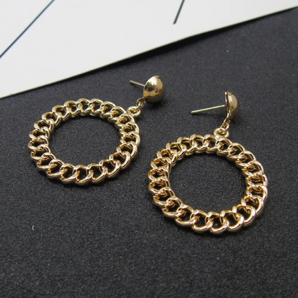 New Arrival Hip Hop Simple Chain Big Gold Hoop Earrings for Women Circle Brincos Jewelry #273871 | Украшения и аксессуары