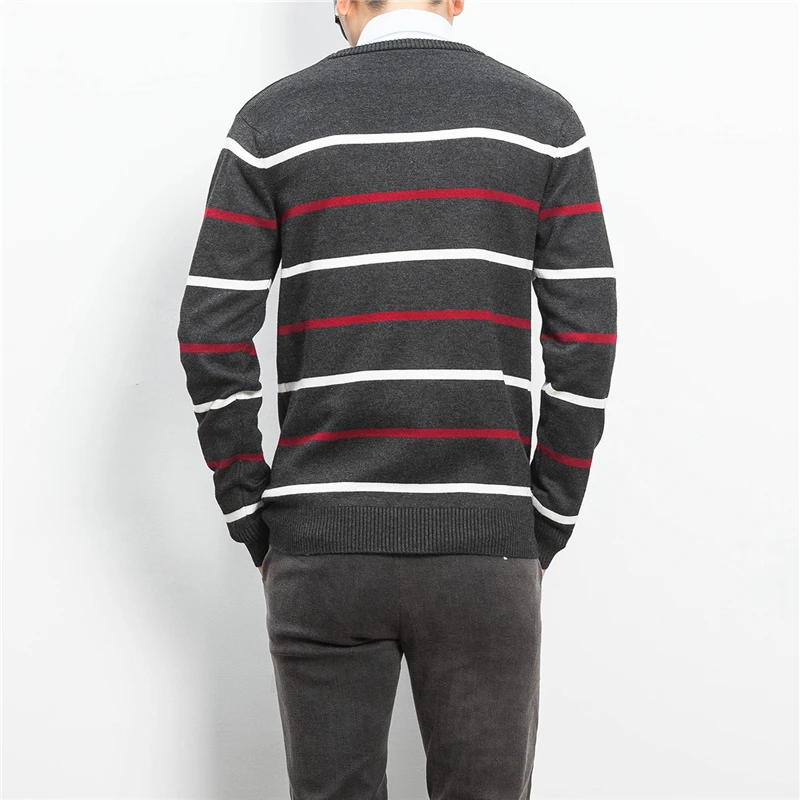Мужчины Свитер 2016 Осень Зима мужские Пуловеры С Длинным Рукавом Stripted Вязаные