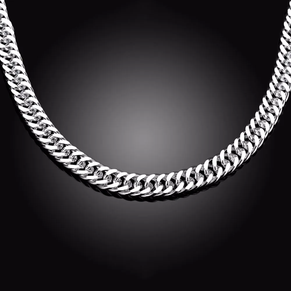 Серебро 925, ювелирный набор для костюма, 10 мм, цепочка, браслет, ожерелье для мужчин, Homme Pulsera Collier, 2 шт, набор, бижутерия, повседневные украшения