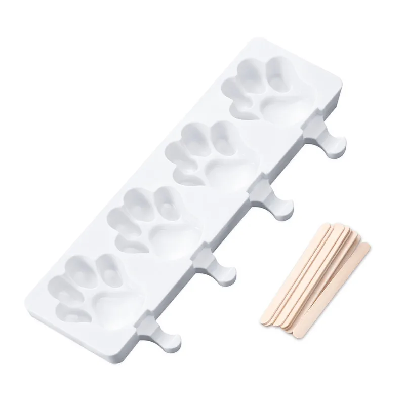 Силиконовая форма для изготовления мороженого 4 отверстия забавные формочки для льда в виде фруктового льда кремовая форма DIY Конфеты Шоколад Мыло желе Пресс-формы с 10 шт. палочки