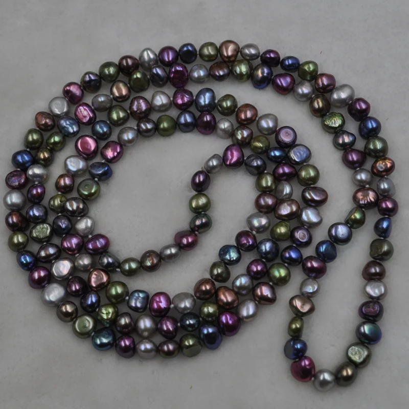 

120cm length mix freshwater pearl necklace free shipping NOQ30154