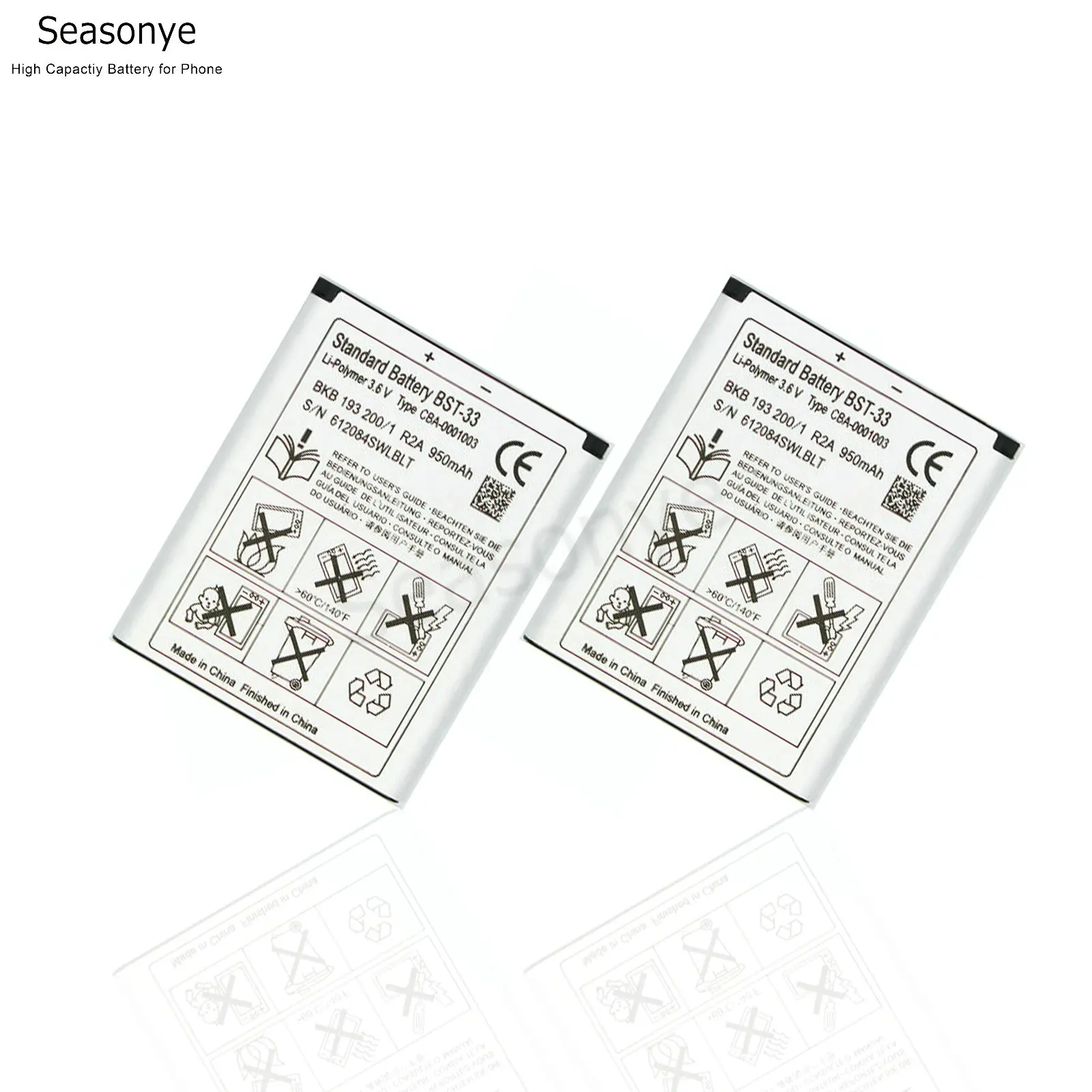 Seasonye 2x950mAh BST 33 / BST33 Сменный аккумулятор для V800 C702 C901 C903 F305 G502 G700 G705 G900 J105 K530i K550|battery