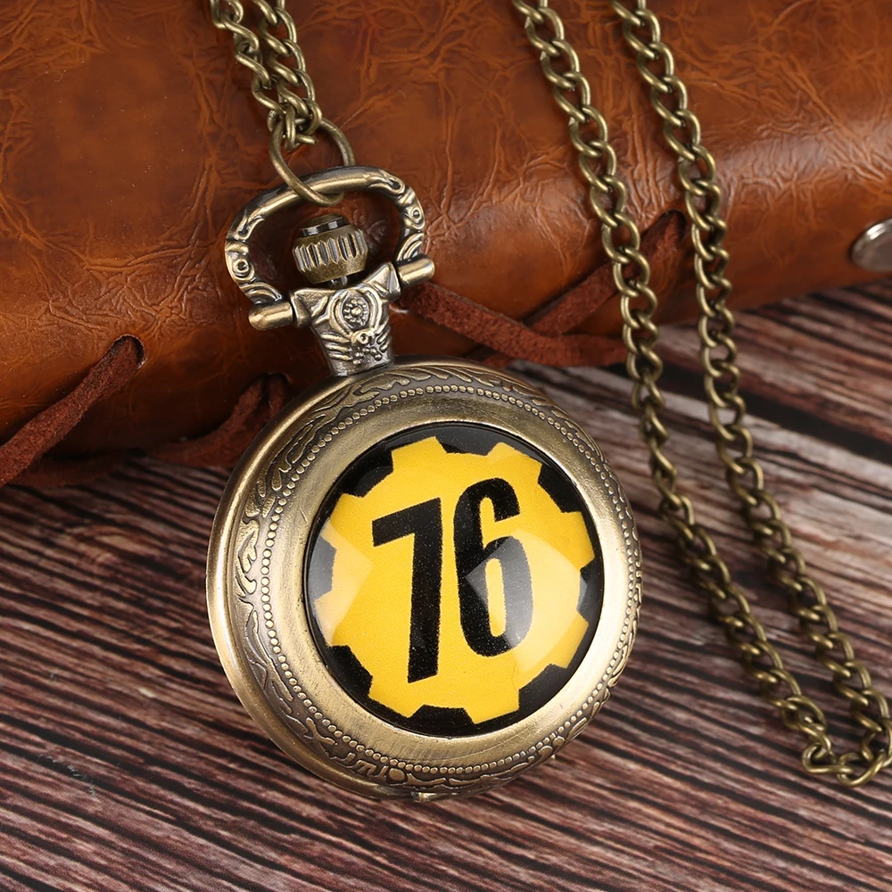 FALLOUT 4 76 стиль ретро кварцевые карманные часы Бронзовый Цепочки и ожерелья Цепь