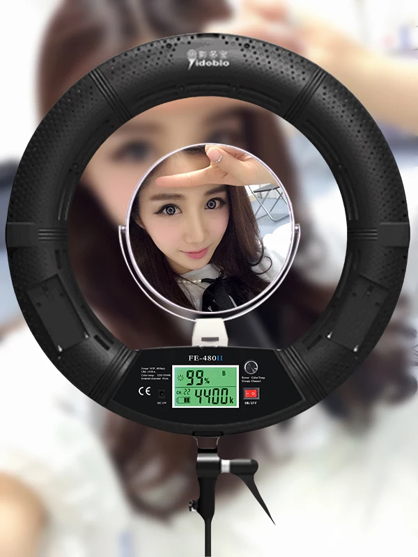 FE-480II Yidoblo Биколорная кольцевая лампа 480 LED Фотография Красота Старые модели Макияж Селфи Освещение + стойка + сумка аккумулятор CD50 включена.