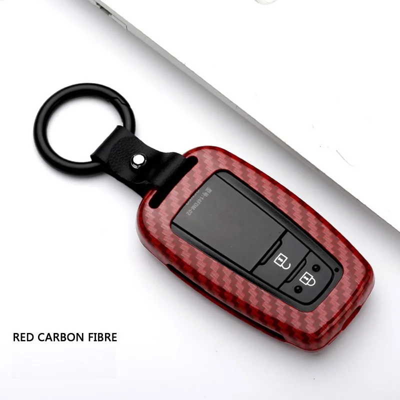 Carbon Red Чехол для дистанционного ключа автомобиля чехол для Toyota CHR C-HR Prado Prius Camry Corolla RAV4 аксессуары - Название цвета: Carbon Red