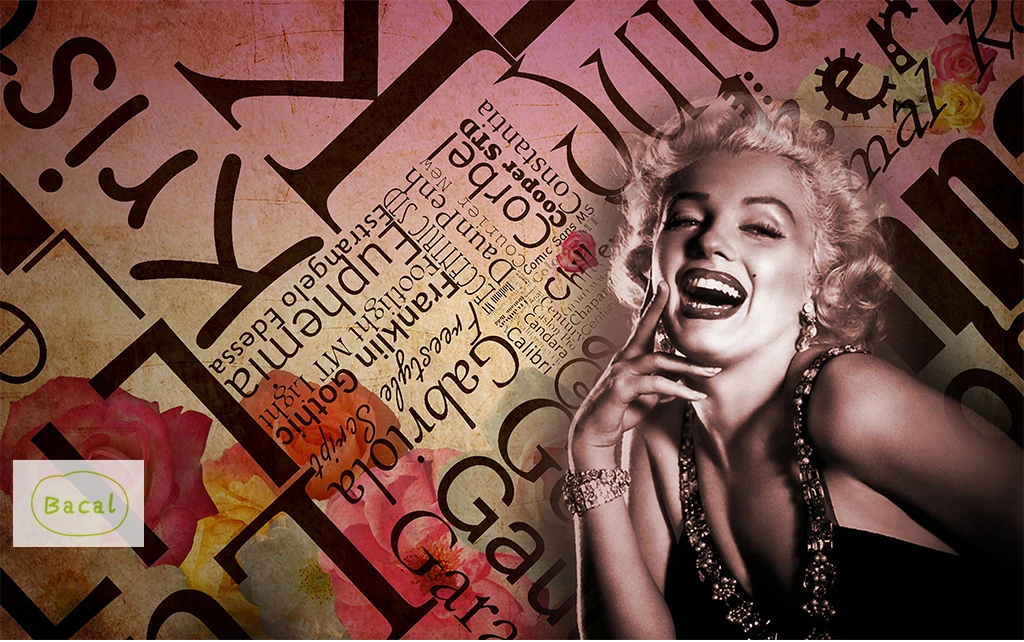 

Bacal Vintage Wall Papers Stickers Marilyn Monroe Photo Wallpaper 5D for Living room Bedroom Home Decor Papier Peint Mural 3D