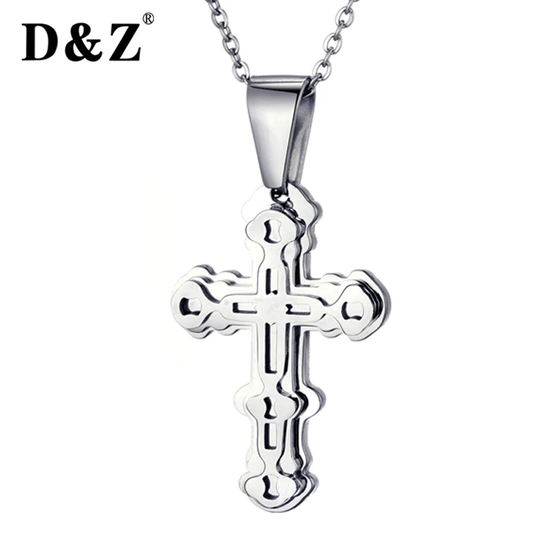 D&ampZ Silver Color Multilayer Cross Pendant Necklace For Men Women Christian Crucifix Chain gift | Украшения и аксессуары